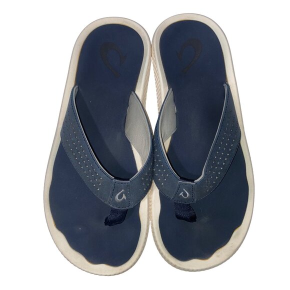 Olukai Mens Synthetic Rubber Flip-Flops Navy Size 9 - Picture 1 of 6
